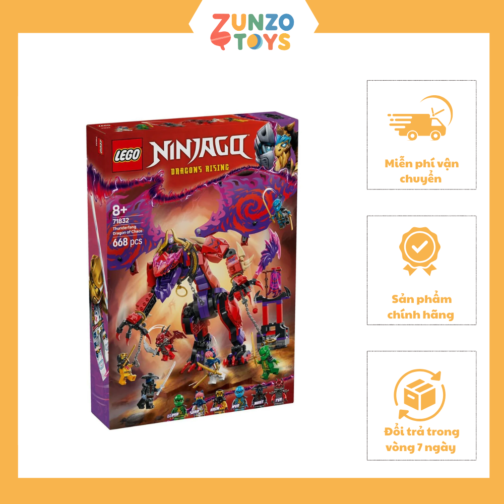 Đồ Chơi Lắp Ráp Rồng Thần Sức Mạnh Thunderfang LEGO NINJAGO 71832 (668 chi tiết)